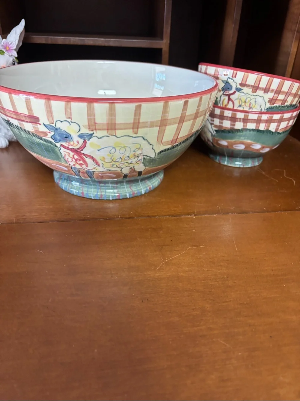 Susan Winget Certified International Corp CIC Homestead Pattern Large Sheep Bowl
